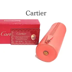 Cartier カルティエ 筒形 ペンケース ミニ ポーチ レザー L3000687 コーラル ピンク