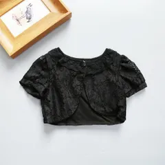 ☆ ブラック ☆ 140cm ☆ ボレロ 子供 半袖 mmbolero112a ボレロ 女の子 半袖 キッズフォーマル 子供 服 カーディガン カーデガン レースボレロ 子供服 キッズ服 羽織 はおり 羽織り 薄手 トップス ガールズ かわいい 可愛い