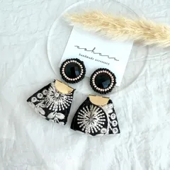 ビーズ刺繍×インド刺繍リボン タッセル ピアス/イヤリング