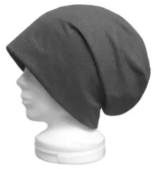 ◇送料無料◇　ハンドメイド◆ルーズワッチキャップ◆スポーツストレッチニット(吸水速乾・UVカット)／杢ダークグレー　◇ゆったりサイズ・小顔効果・オールシーズン着用◇