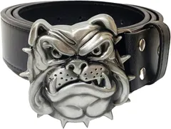 start.side スタートサイド ベルトバックル のみ メンズ レディース カジュアル ベルト幅 3.8cm アニマル系(ブルドック顔+PUベルト黒セット)