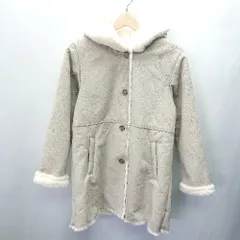 ◇ GLOBAL WORK グローバルワーク スエード調 裏地ファー風素材 長袖 コート サイズ150 グレージュ系 レディース E  【1404240000544】