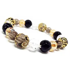 【邪気払い・危機回避】天然石 スモーキークォーツ×オニキス×水晶 ブレスレット [10mm]