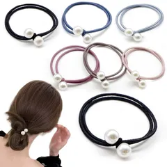 【迅速発送】アオラーAollaaヘアゴム 髪ゴム【2粒パールと2重ゴム10本入】高弾性 人気韓国風 おしゃれ大人ヘアアクセサリー くすみカラー 髪馴染み良い ヘアリングゴム 髪留め レディース ヘアアレンジ ホワイトデー プレゼント（ブラウン糸10点）
