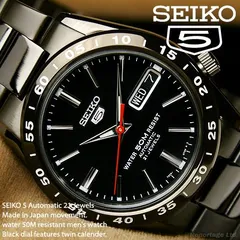 新品 保証付き 海外逆輸入【SEIKO5】セイコー5 IPブラック 黒 裏スケ デイデイト 機械式自動巻 メンズ腕時計