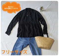 【洗える】グリーンレーベルリラクシング　結論シリーズ　全方位映えブラウス　ブラック　フリーサイズ