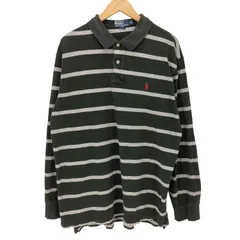 ポロバイラルフローレン Polo by RALPH LAUREN ポニー 刺繍 L/S ボーダー ポロシャツ メンズ import：XL 