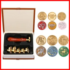 【特売】Sitengle シーリングワックス スタンプセット ワックスシールスタンプ 封蝋 スタンプ 木製ハンドル1本 入れ替えられる真鍮スタンプ6個セット 告白 クリスマス 結婚式 招待状 誕生日 祝福 祝い 手紙 メッセージカード (6個セット（30mm3