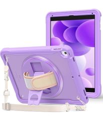 ★ProCase iPad 6世代・5世代 ショルダーケース 9.7インチ Air 2 Air 1にも対応 肩掛け式 子供・現場作業用 耐衝撃 半透明カバー ペン収納 360°回転スタンド 手首付き 3層保護（パープル）