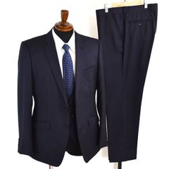 5XG082】renoma HOMME 3ピース 2つボタン シングルスーツ L AB6 ダークネイビー ストライプ ノータック 極 定番 164061-88 合物 春秋 【中古】【メンズビジネス】202507