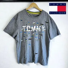 トミーヒルフィガー 半袖Tシャツ メンズ L グレー サーフィン柄 刺繍ロゴ 美品