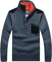 NALADA セーター メンズ vネック 裏起毛 ゴルフ( ネイビー,  M)