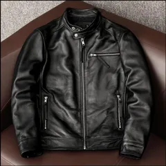 レザーライダースジャケット メンズ S 黒 シングル 革 バイク X1463