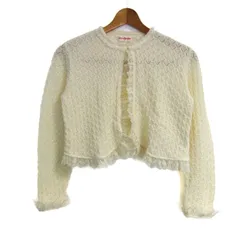 メゾピアノ カーディガン トップス ボレロ 透かし編みニット 日本製 キッズ 女の子用 LLサイズ ホワイト Mezzo Piano 【中古】