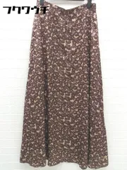 ◇ ●新品● merlot メルロー タグ付き 総柄 ロング フレア スカート Fサイズ ブラウン ベージュ レディース 【中古】 【1002800635283】のサムネイル