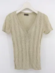 ◇ ◎ PROFILE Black Label Style 透かし編みニット 半袖 カットソー サイズ38 ライトベージュ系 レディース P  【1302230001222】