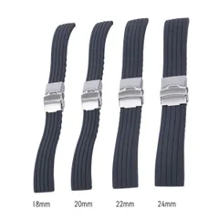 時計ベルト バネ棒付属 バックル シルバー 三つ折れ プッシュ式 サイズ全4種