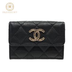 【極美品】CHANEL シャネル マトラッセ スモール フラップ ウォレット AP3182 三つ折り財布 キャビアスキン ブラック ピンク ゴールド金具 ミニ財布 レディース