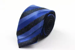 タカキュー ブランド ネクタイ シルク ストライプ柄 ドット柄 メンズ ネイビー TAKA Q 【中古】