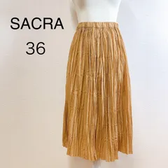 SACRA プリーツスカート ロングスカート フレアスカート オレンジ 大人カジュアル カジュアル ロング丈 36
