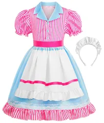 【特価セール】コスプレ ハロウィーン キッズ 仮装 子供 ダイナーガール 女の子 メイド服 コスチューム ウェイトレス クリスマス 誕生日 プレゼント [ReliBeauty] カチューシャ セット