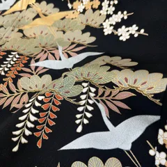 黒留袖 金彩 鳥 熨斗 比翼 五つ紋 正絹 着物 MK-234