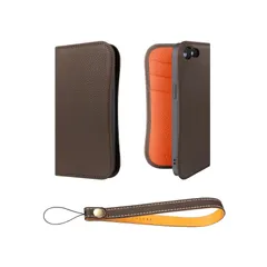 新品 COGURE コグレ iPhone SE(第3/2世代)/8/7 手帳型 ケース ダイアリーケース スマホケース 本革 カード収納 ストラップ 落下防止 スタンド機能 TPUケース 耐衝撃 磁石なし ギフトボックス付き COPB エトープ+オレンジ【Et