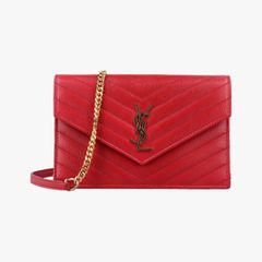 イヴサンローランYves Saint Laurentモノグラム レッド レザー 393953 GUE393953.0318
