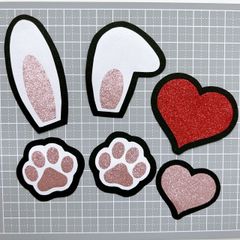 うちわ文字　うさ耳　肉球　ハートパーツ　6枚セット