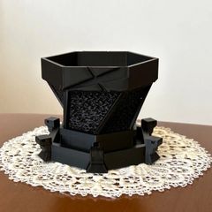 3dプリンター鉢　受け皿セット　2号　ブラックヘキサゴン　多肉植物