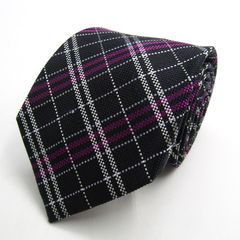 メイル&コー ブランド ネクタイ シルク 格子柄 チェック柄 PO メンズ ブラック MALE & Co 【中古】