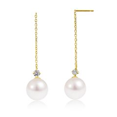 [シアーズ] ピアス  K18  アコヤ真珠 7.0～8.0mm 天然ダイヤモンド 0.08ct 揺れる se56-0009-f-yg