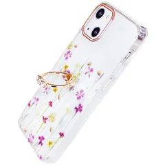 【数量限定】スマホケース 耐衝撃 携帯カバー 女性人気 キャラクター iPhone13 iPhone13 おしゃれ 用 用 かわいい カバー 花柄 (iPhone13 クリア リング付き 6.1 6.1 ケース 花柄リング-2) YUYIB