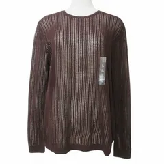 ユニクロ UNIQLO タグ付き 2024 レースクルーネックセーター 251-470457 長袖 ウール混  L ダークブラウン X