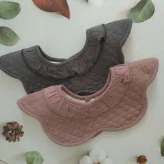 スタイ　ベビースタイ　よだれかけ　防水　360度　新品　女の子　男の子　まとめ売り　ガーゼ　花型　赤ちゃん　回転　くるくるスタイ　お食事エプロン　エプロン　もくもくスタイ　ビブ　シンプル　ベビー　ベビー用品　フリル　よだれカバー　出産祝い　2枚セット　AA