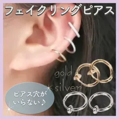 99【送料無料】 フェイクリングピアス 2個(両耳)セット イヤーカフ イヤリング