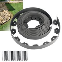 特別価格　DIY ガーデニング 裁断可能 土と芝の根 固定ピン 庭造り 柵 造園 境界線用 根止め 手入れ 芝生 間仕切り 花壇 設置簡単 園芸シート 土留め (高さ5cm×長さ10m フェンス グレー) ガーデンエッジ