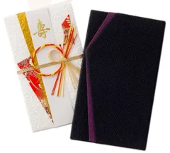 【新着商品】祝儀袋 セット ふくさ 慶弔 両用 黒 紫 金封 ちりめん 袱紗 珠音 男性 女性 結婚式 香典 日本製 (黒＋赤祝儀袋)