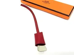 HERMES - ■新品同様■ HERMES エルメス ボックスカーフ シルバー金具 バッグチャーム ドッグタグ クロシェット レッド系 AT5904 □新品同様□ HERMES エルメス ボックスカーフ シルバー金具