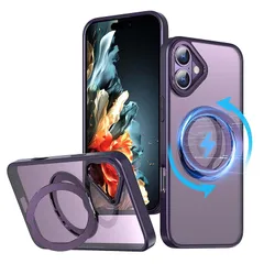 KWATUNG ケース iphone16用ケース magsafe対応 ワイヤレス充電 アイホン16用ケース 耐衝撃 iphone 16 用 ケース 360°回転スタンド 縦横両対応 スマホケース iphone 16 用 マグセーフ リング マグネット搭載 