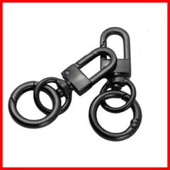 キーホルダー 金具 ナスカン マルカン付き 2個入り キーリング 回転フック 丸カン付き キーホルダーパーツ ハンドメイド アクセサリーパーツ 手作り 手芸用品 素材 スプリング (ブラック)