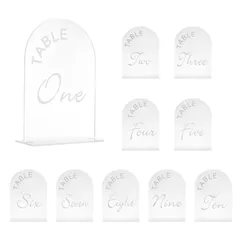 uxcell アーチアクリルサイン スタンド付き アクリル アーチテーブルナンバーホルダー ウェディング テーブルセンターピースの装飾用 マ ットホワイト 12.7 x 17.8 cm ナンバー1-10 10個