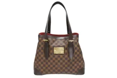 極美品 LOUIS VUITTON ルイヴィトン ハムステッドMM トートバッグ N51204 ダミエ エベヌ ブラウン レザー PVC 中古 4b006619