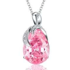 【特価セール】ジュエリー シルバー ギフト チェーン メッキ ゴールド プラチナ 18K 母 ネックレス ネックレス サファイア エメラルド 妻 誕生石 ティアドロップ ルビー クリスタル ガールフレンド ジェムストーン ペンダント オーバル [VONSSY]