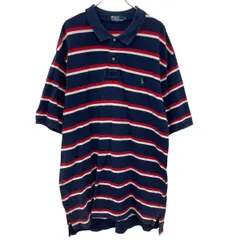 POLO RALPH LAUREN 半袖 ロゴ ポロシャツ 2XLT ネイビー×ボーダー ポロラルフローレン ビッグサイズ 古着卸 アメリカ仕入 a707-5320