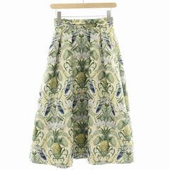 アキラナカ AKIRA NAKA フレアスカート タック ミモレ ロング 花柄 鳥柄 総柄 1 S マルチカラー /BB ■BM