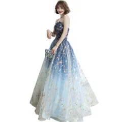 JINZUOMA　 パーティドレス　ブルー&ホワイト　 Sサイズ Amazon | [JINZUOMA] レディース パーティードレス ドレス