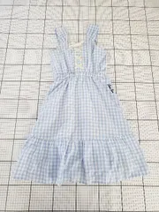 ◇ ⊂ ジェニィラブ キッズ 子供服 チェック柄 キャミソール ワンピース サイズ140 ライトブルー ホワイト系 女の子 E  【1508270001073】
