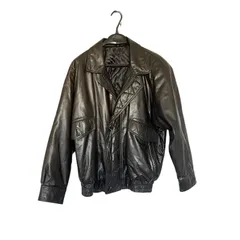 Z1528メンズ リアルレザー ライダース ジャケット ジャンパー ブラック 黒 アウター L   日本製