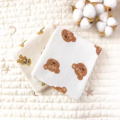 ふわふわハーフハンカチ🐻♡🧸2枚セット韓国生地　キルト芯入り　ハンドメイド